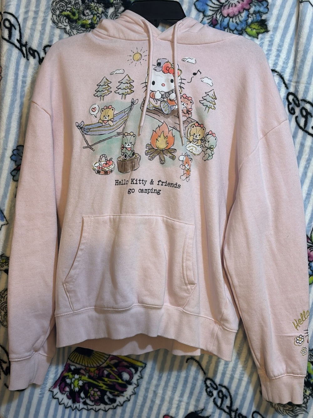 Hello Kitty Pink Camping Graphic Hoodie Sweatshirt